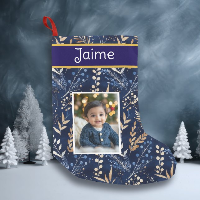 Petite Chaussette De Noël Photo et nom du garçon personnalisé Noël (Créateur téléchargé)