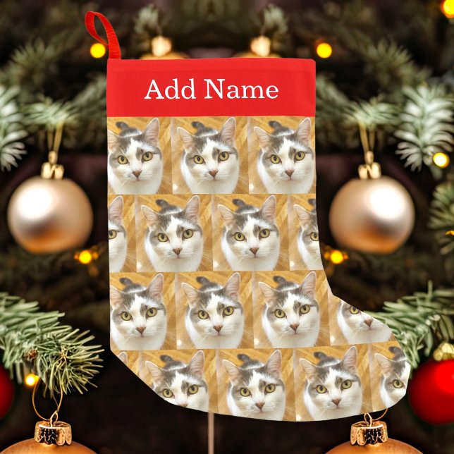 Petite Chaussette De Noël Photo et nom personnalisés de l'animal de compagni (Créateur téléchargé)