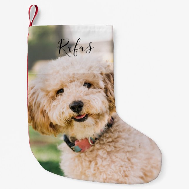 Petite Chaussette De Noël Photo et nom Pet Dog Holiday (Devant)