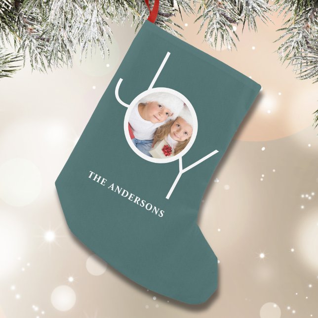 Petite Chaussette De Noël Photo personnalisée en vert (Créateur téléchargé)