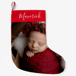 Petite Chaussette De Noël Photo personnalisée et nom Noël Stocker
