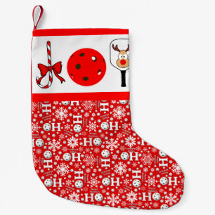 Petite Chaussette De Noël Pickleball Noël Joie Reindeer Rouge et blanc