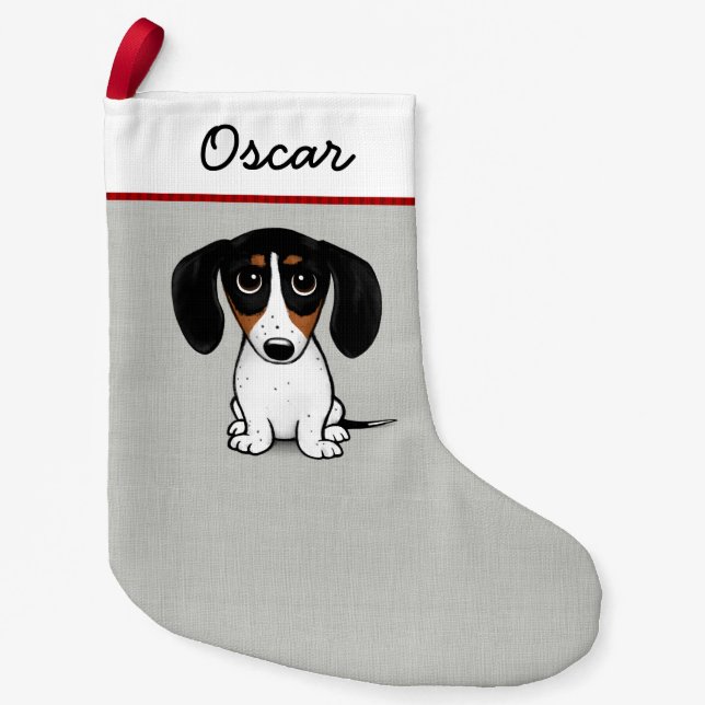 Petite Chaussette De Noël Piebald Dachshund Adorable Chien Personnalisé (Devant)