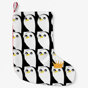 Petite Chaussette De Noël Pingouin comique : noir blanc Vintage