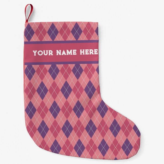 Petite Chaussette De Noël Pink Diamonds Scottish Jacquard tricot - ajouter u (Devant)