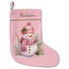 Pink Snowman Polka Point Custom Christmas Stocking