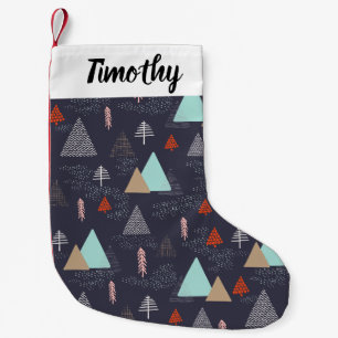 Petite Chaussette De Noël Pins À feuillage persistant dessinés à la main dan