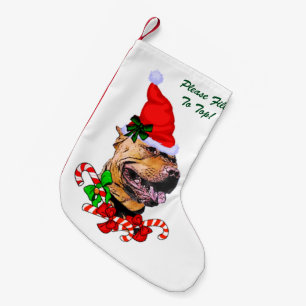 Petite Chaussette De Noël Pitbull Terrier américain joyeux