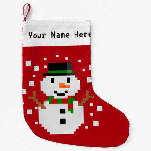 Petite Chaussette De Noël Pixel Art SNOWMAN 2