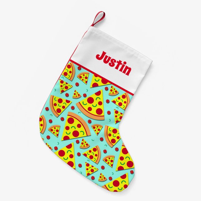 Petite Chaussette De Noël Pizza Lover Junk Nourriture Noël en juillet (Devant (Accrochage))