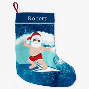 Petite Chaussette De Noël Plage cool surfing Père Noël Petite réserve de Noë
