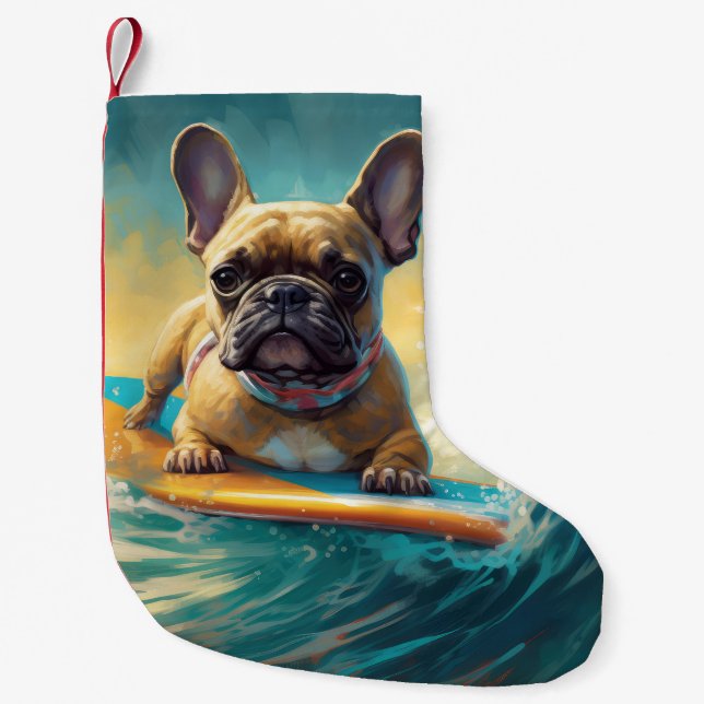 Petite Chaussette De Noël Plage de Bulldog (Devant)