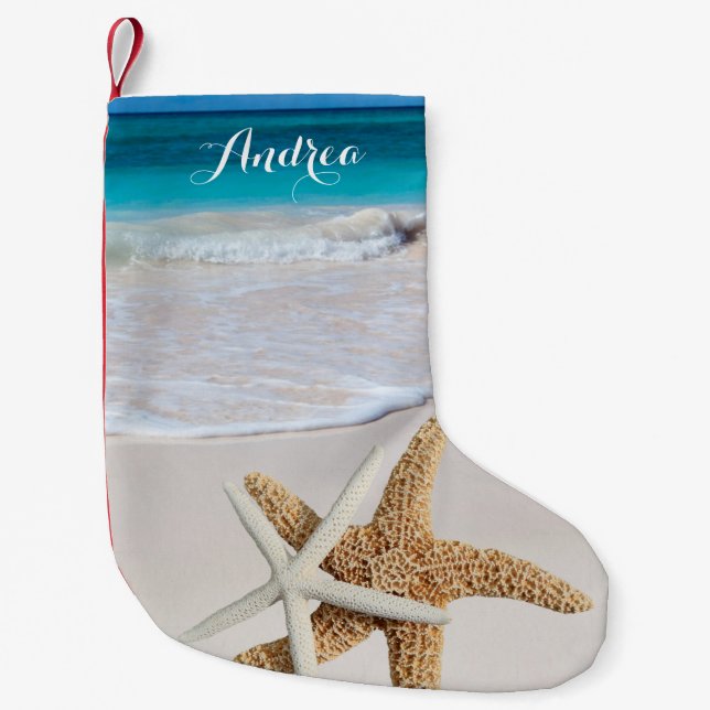 Petite Chaussette De Noël Plage de Noël tropicale Stationnement d'étoiles de (Devant)