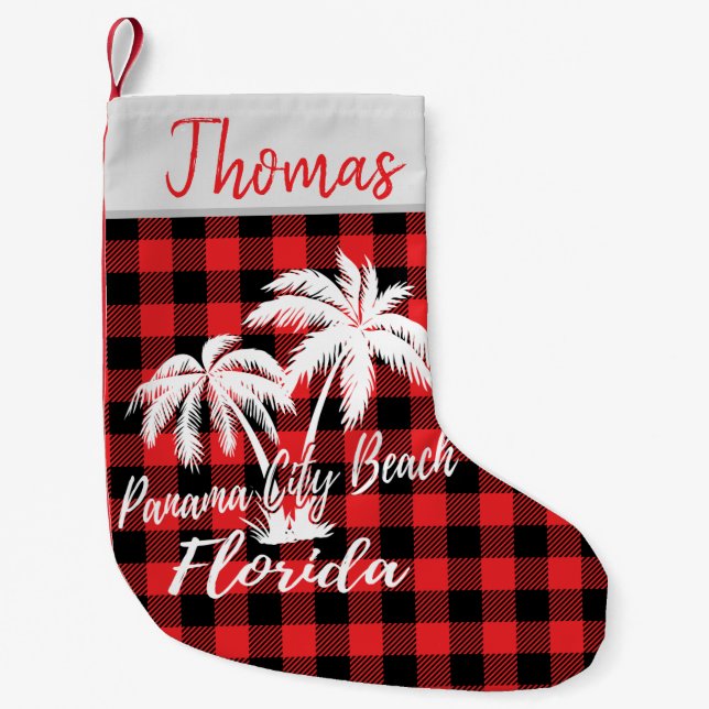 Petite Chaussette De Noël Plage de Panama City Floride Palmiers (Devant)