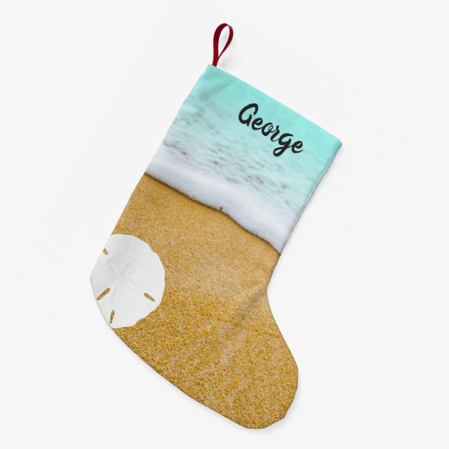 Petite Chaussette De Noël Plage Sable Dollar Double Noël Stocker (Devant (Accrochage))