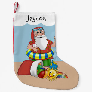 Petite Chaussette De Noël Plage tropicale de Cute Père Noël
