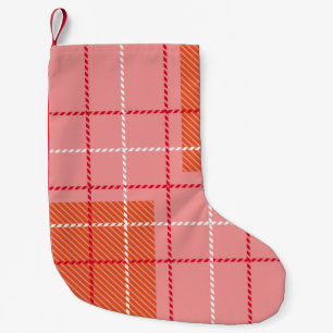 Petite Chaussette De Noël Plaid À damiers Motif en tissu rose, pâle ou