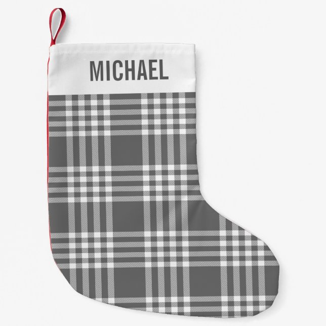 Petite Chaussette De Noël Plaid Bold Moderne Noël Stocker (Devant)