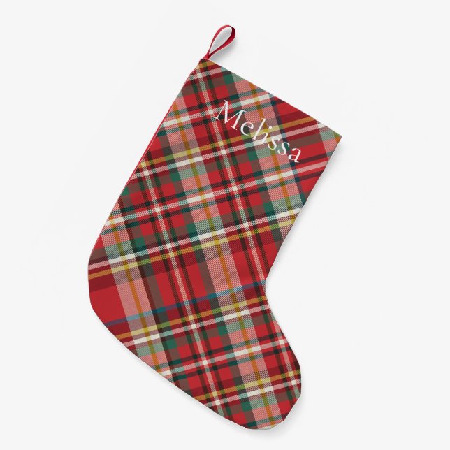 Petite Chaussette De Noël Plaid Farmhouse Red Check Rustic Holidays (Devant (Accrochage))