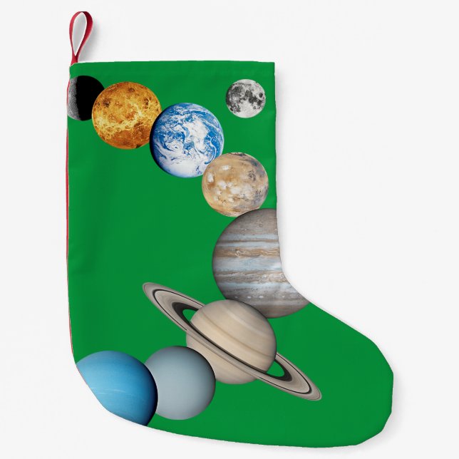 Petite Chaussette De Noël Planètes du système solaire (Couleur modifiable) (Devant)