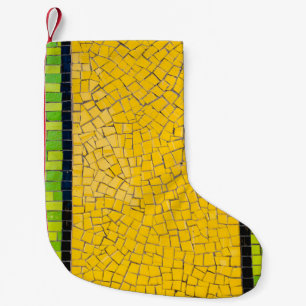 Petite Chaussette De Noël Planification murale en briques jaunes, noires et 