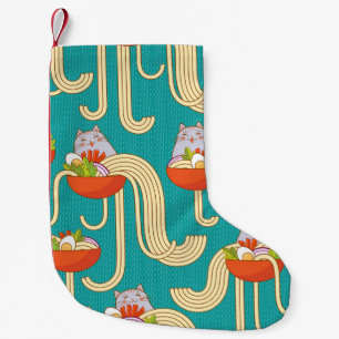 Petite Chaussette De Noël Plaques de nouilles et chats amusants. Nouilles av