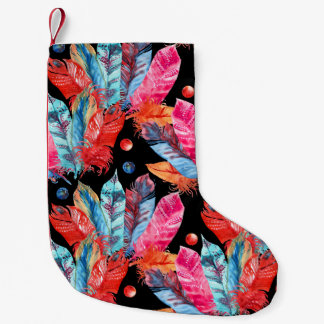 Petite Chaussette De Noël Plumes colorées, saumons, fluides, vibrantes.