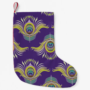 Petite Chaussette De Noël Plumes de paon : arrière - plan vintage sans soudu
