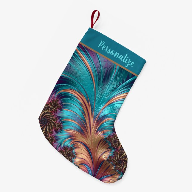 Petite Chaussette De Noël Plumes élégantes Gold Lilac Noël (Devant (Accrochage))