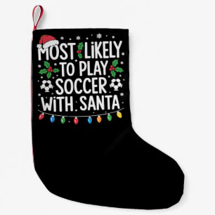Petite Chaussette De Noël Plus Susceptible De Jouer Au Football Avec Santa F