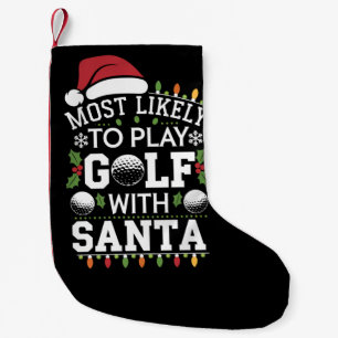Petite Chaussette De Noël Plus Susceptible de Jouer au Golf avec Santa Famil