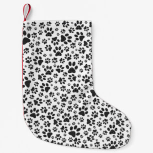 Petite Chaussette De Noël Poches de chien noir et blanc Poka Dot