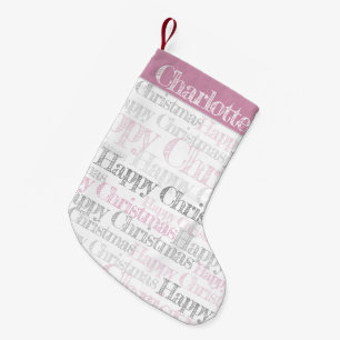 Petite Chaussette De Noël Pochoir rétro personnalisé Stockage de Noël
