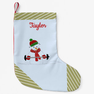 Petite Chaussette De Noël Poids Lifting Snowman Gold Stripes