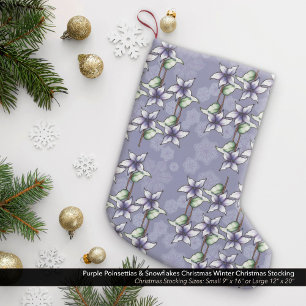 Petite Chaussette De Noël Poinsettias pourpres et flocons de neige Noël
