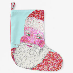 Petite Chaussette De Noël Pointillisme Père Noël Tête de visage Noël Stocker