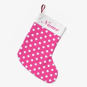 Petite Chaussette De Noël Points blancs Pink Christmas Stocker Nom personnal