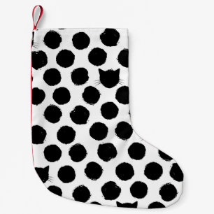 Petite Chaussette De Noël Pois avec Visages de chat : Jouer Vintage.