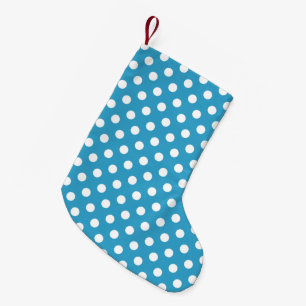 Petite Chaussette De Noël Pois blancs sur Arrière - plan bleu Peacock