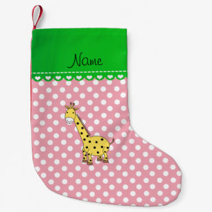 Petite Chaussette De Noël Pois jaune nommé personnalisé de rose de girafe