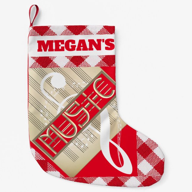 Petite Chaussette De Noël Police de Regan de musique personnalisée (Devant)