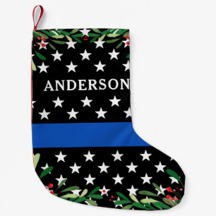 Petite Chaussette De Noël Police Noël Personnalisé Ligne Bleue Mince
