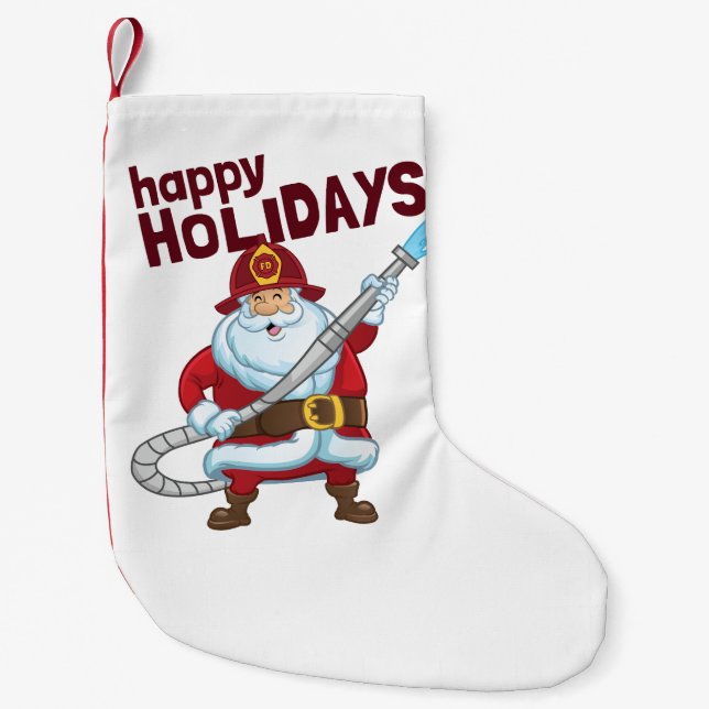 Petite Chaussette De Noël Pompiers Noël Père Noël Pompier (Devant)