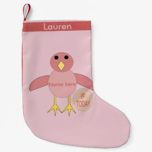 Petite Chaussette De Noël Porte-poussettes d'anniversaire rose personnalisé
