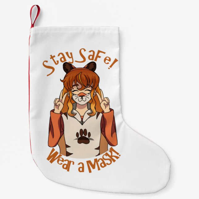 Petite Chaussette De Noël Portez un Masque ! (Devant)