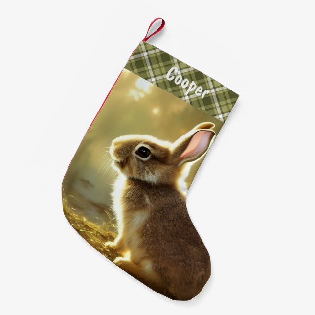 Petite Chaussette De Noël Portrait animal lapin personnalisé (Devant (Accrochage))
