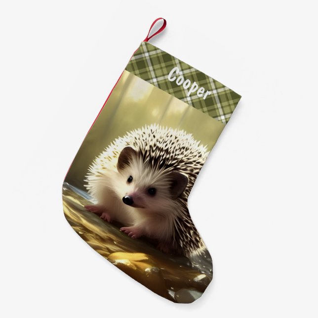 Petite Chaussette De Noël Portrait personnalisé de la faune de hérisson de b (Devant (Accrochage))