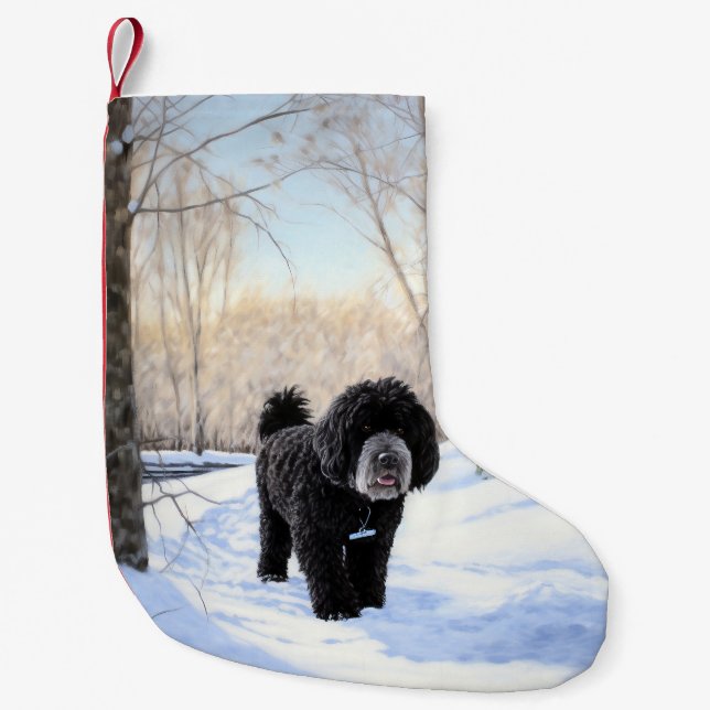 Petite Chaussette De Noël Portugais Water Dog Laisser neiger Noël (Devant)