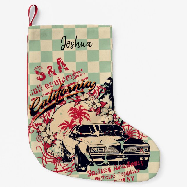Petite Chaussette De Noël Poster du rallye automobile Retro California (Devant)