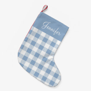 Petite Chaussette De Noël Poudre Bleu Buffalo Plaid Nom du Motif Ferme